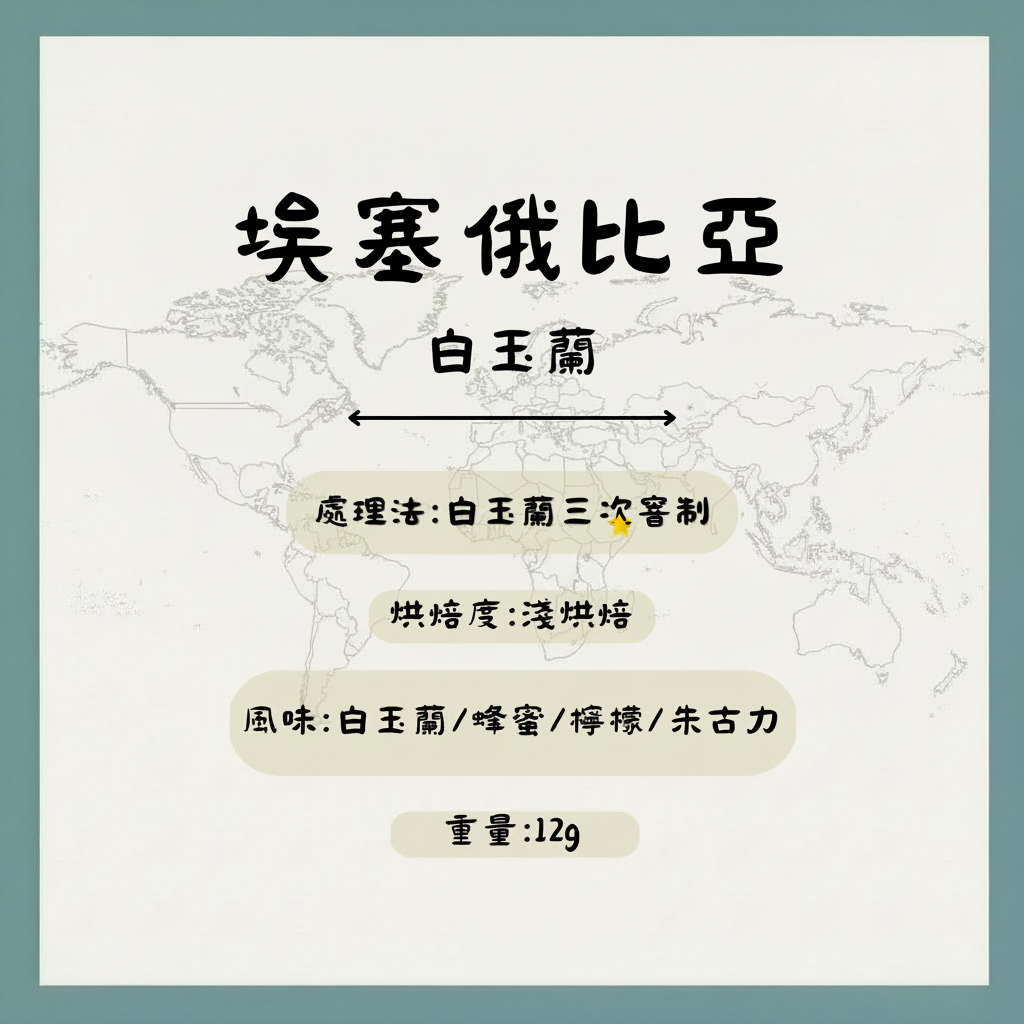埃塞俄比亞白玉蘭產品卡（黃色星星標記）