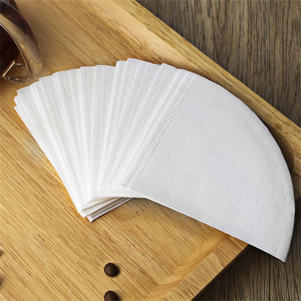 100 Coffee Filter Papers V-Shape Wood Pulp Drip Paper Cones Coffee Filter Bags Espresso Brewer Accessories